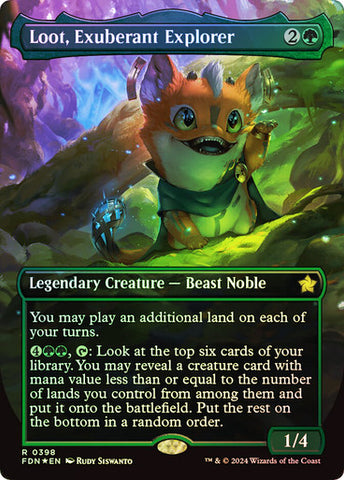 Loot, Exuberant Explorer (Borderless) (Mana Foil) [Foundations]