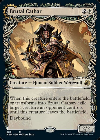 Brutal Cathar // Moonrage Brute (Showcase Equinox) [Innistrad: Midnight Hunt] ESPAÑOL